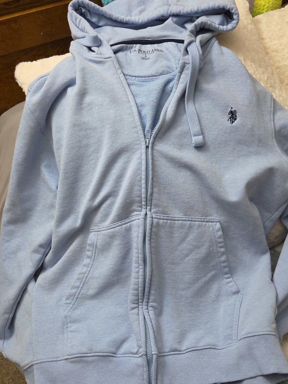 U.S. Polo Assn. Baby Blue Hooded Zip Sweatshirt